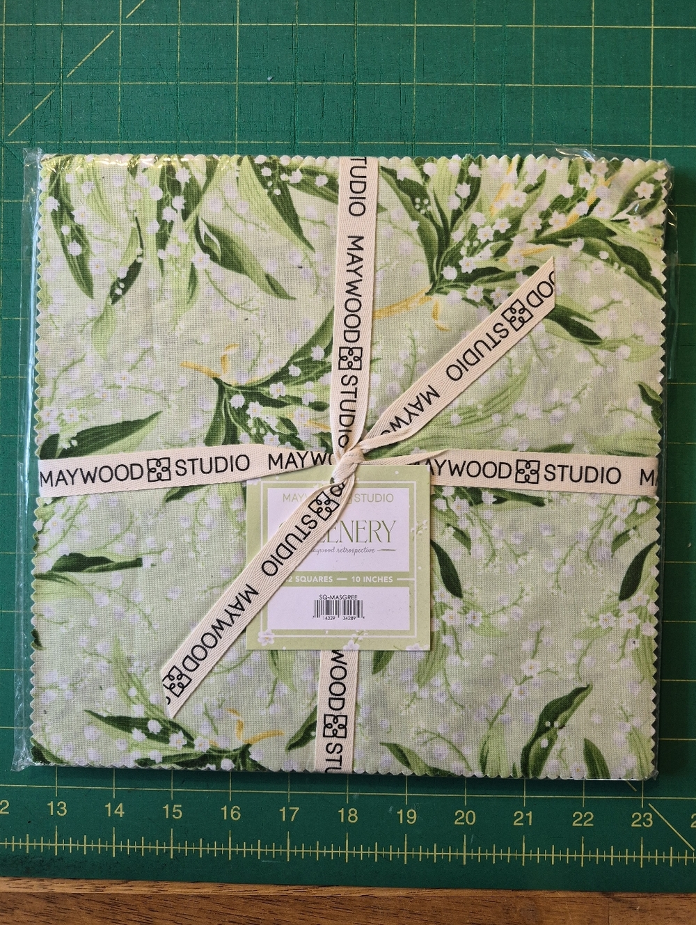 Green Floral Fabric 42 Piece 10 Inch Squares